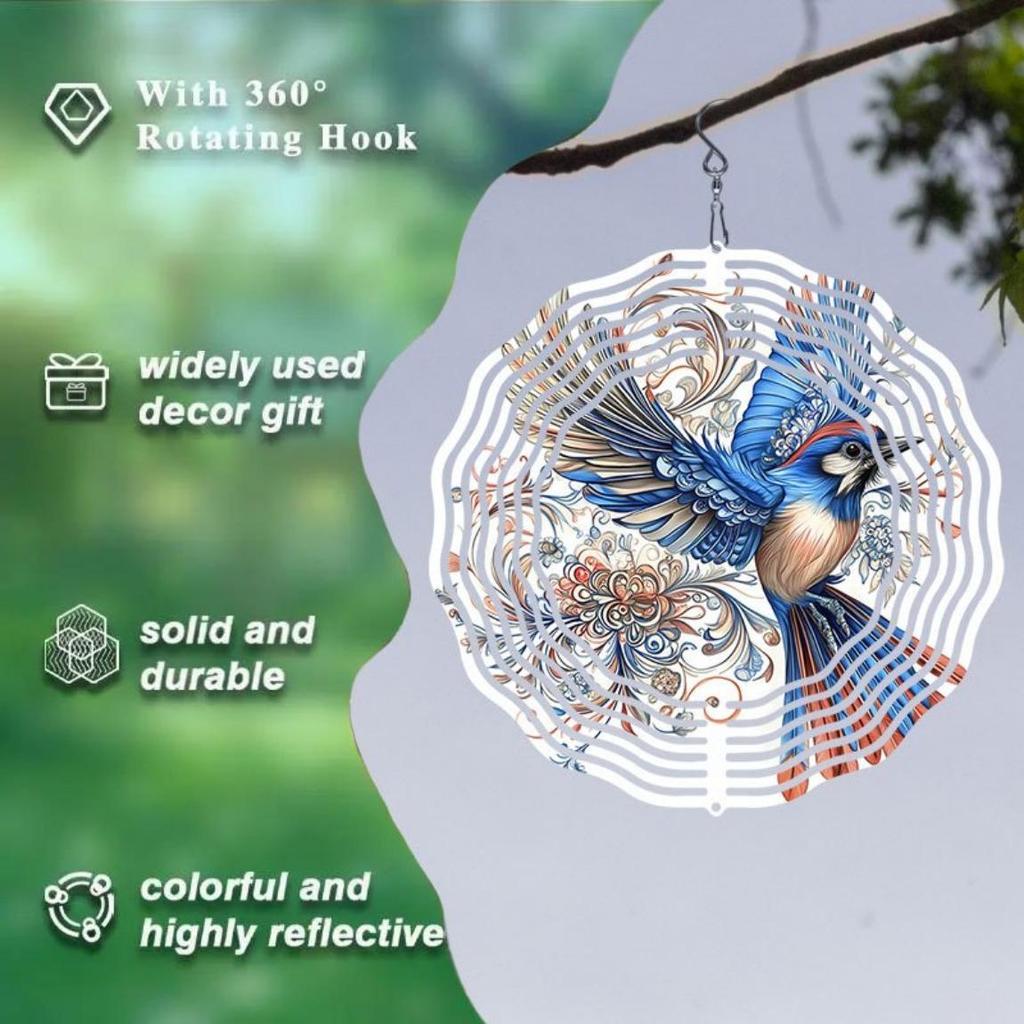 Metal Wind Spinner with Soaring Bird Design Outdoor Garden Decor for Patio Porch Holiday Gifts Halloween Christmas Thanksgiving Birthday