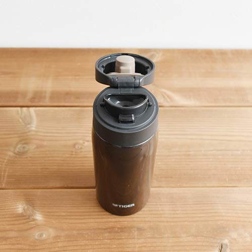Tiger Water Bottle 350ml Sahara Mug Stainless Steel Bottle One Touch Lightweight Lamp Black MCX-A351KL