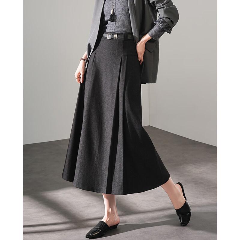 TERRE BLEUE Hepburn Style Pleated A-Line Skirt