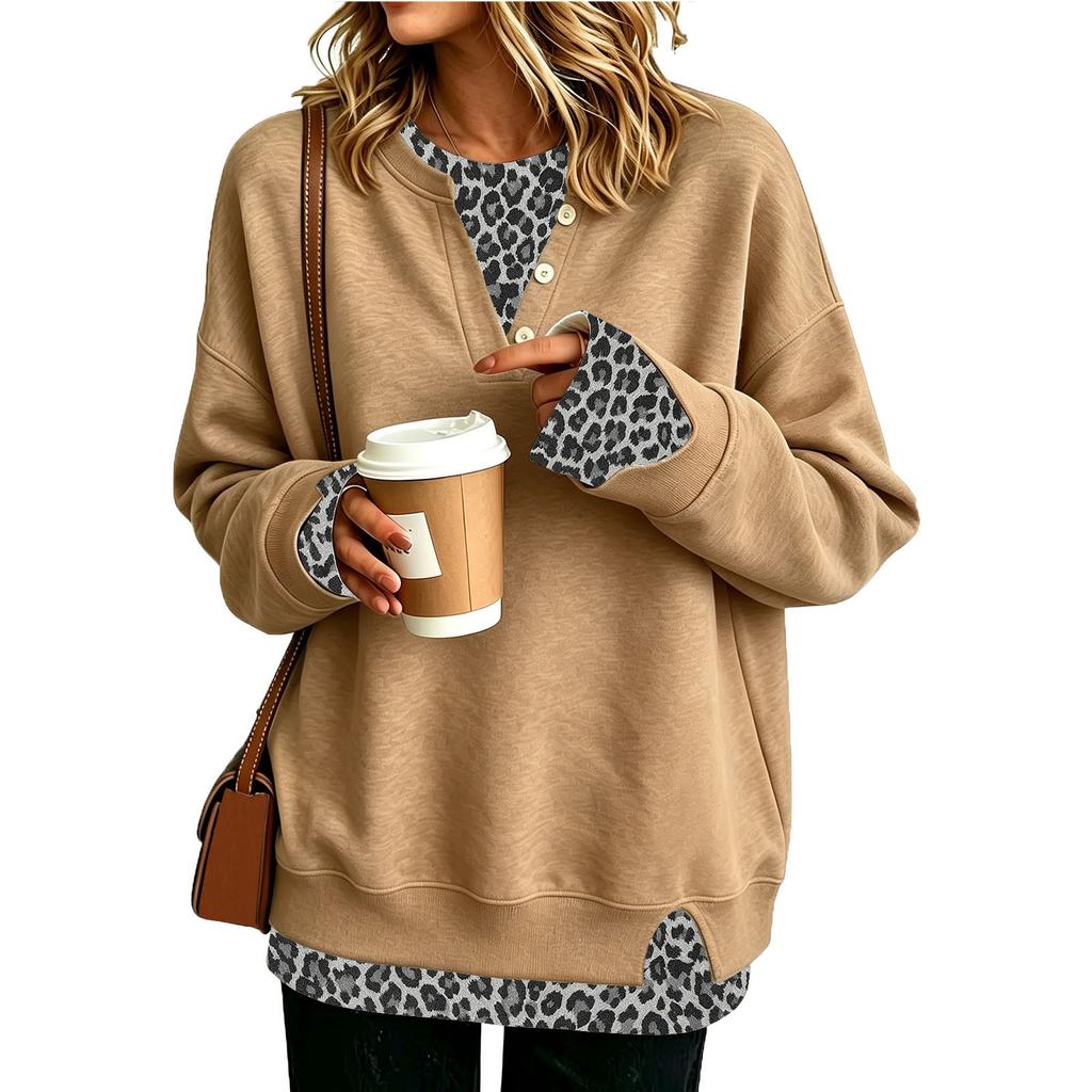 Damen Lässiger Zweiteiler mit Print Langarm Lockerer Schnitt Sweatshirt