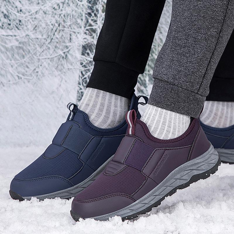 2025 winter elderly shoes fleece thickened cotton shoes mother shoes fleece one pedal sports shoes middle-aged and elderly walking shoes