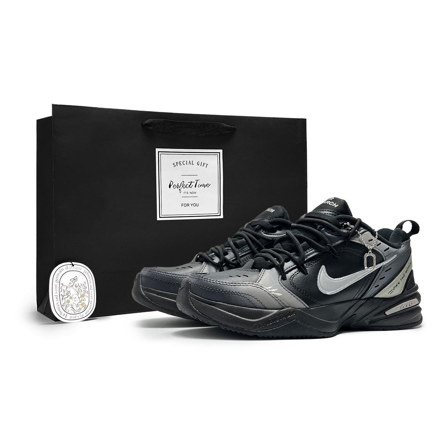 

Nike Air Monarch 4 Slip Resistant Abrasion Resistant Low top Chunky Sneakers Unisex Black Gray 415445-001(Team285-) 39