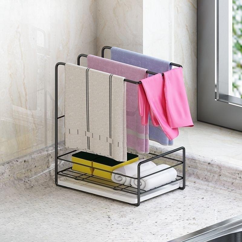 Kitchen Sponge Holder Wall Mount No Drill Drying Rack Towel Storage Shelf Organizer