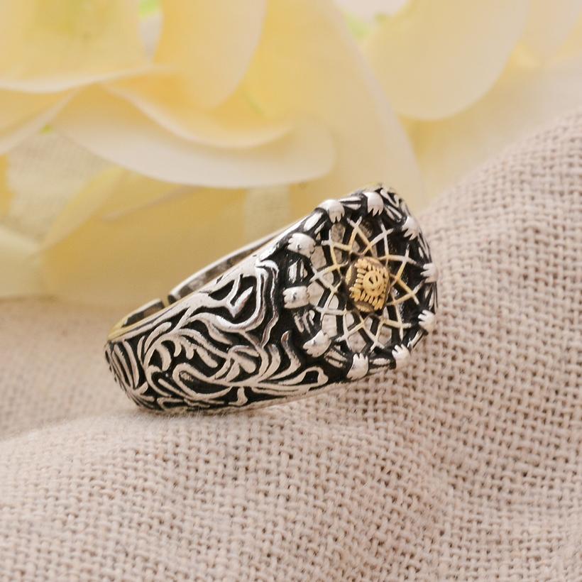 Vintage Cross Flower Thai Silver Female Ring Wholesale Jewelry for Women Christmas Gifts Cheap