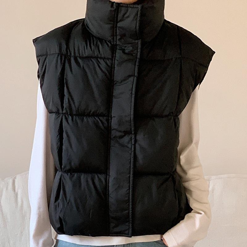 Fashion Winter Women Vests Stand Collar Thick Warm Sleeveless Parka Woman Loose Short Outerwear