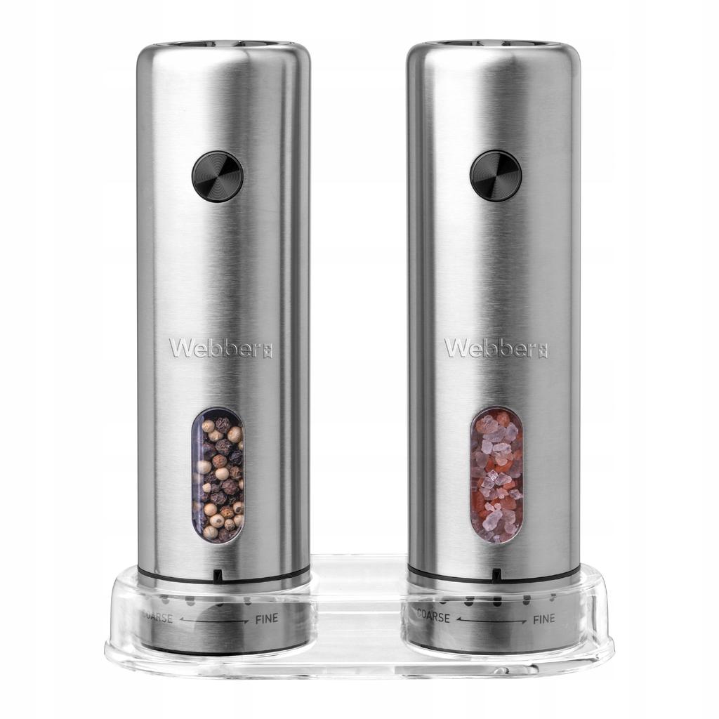 Electric Pepper And Salt Grinder, Battery-Powered, Usb, 2 Pcs, Inox, Webber