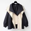 Stylish and Casual Spring Autumn Windbreaker Jacket with Waist Drawstring Coat
