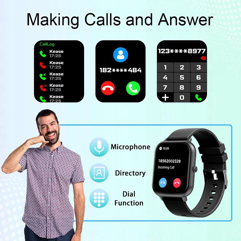 New Sports Smart Watch Men HD Bluetooth Call Fitness Tracker Heart Rate IP68 Waterproof Smart Watch Men Women IOS Android