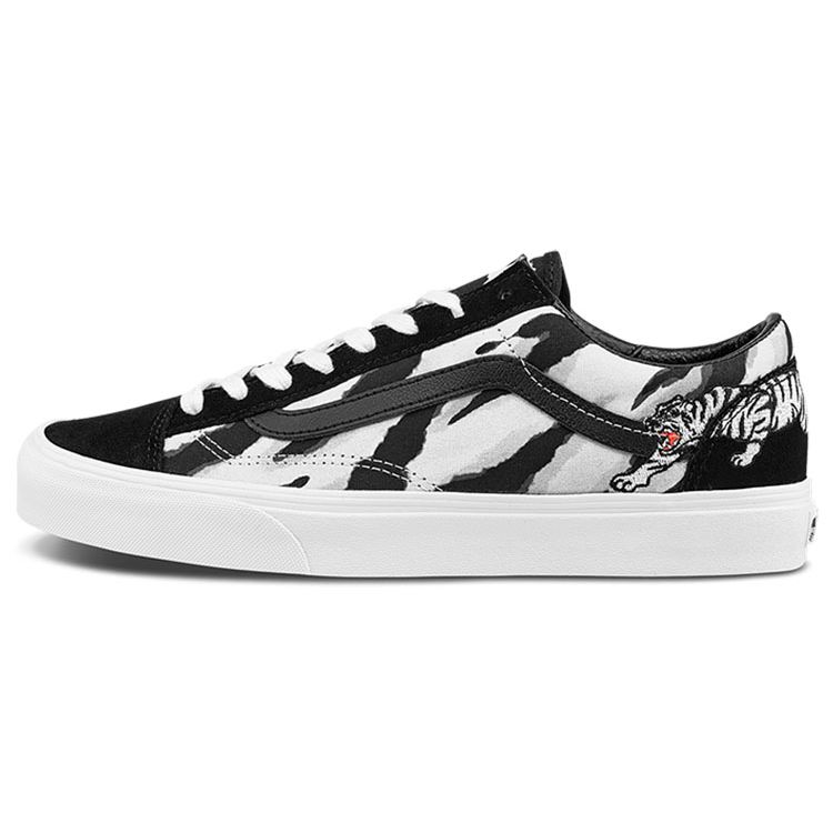 Vans Style 36 Tiger Embroidery Tiger Stripe Casual Low-Top Skate Shoes Unisex Sneaker Black White VN0A3DZ3WHT