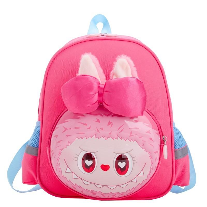 Adorable Cartoon Backpack For Kids With Breathable Material And Lightweight Design In Purple Pink And Blue