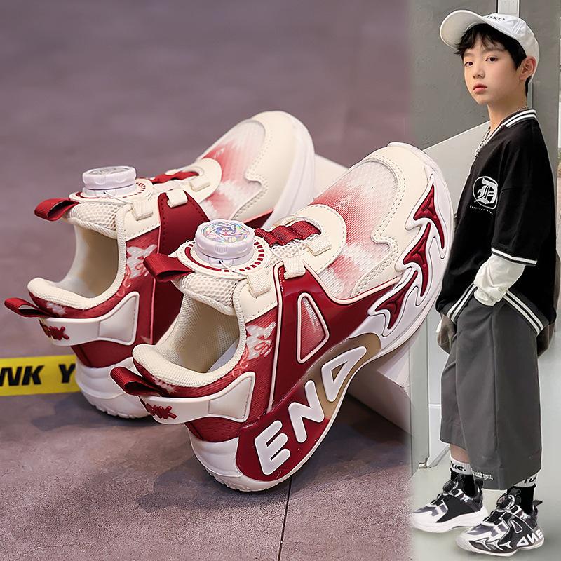 Boys Shoes Basketball Shoes Autumn 2025 New Children's Soft-soled Sports Shoes Medium and Older Children Breathable Running Boy Tide
