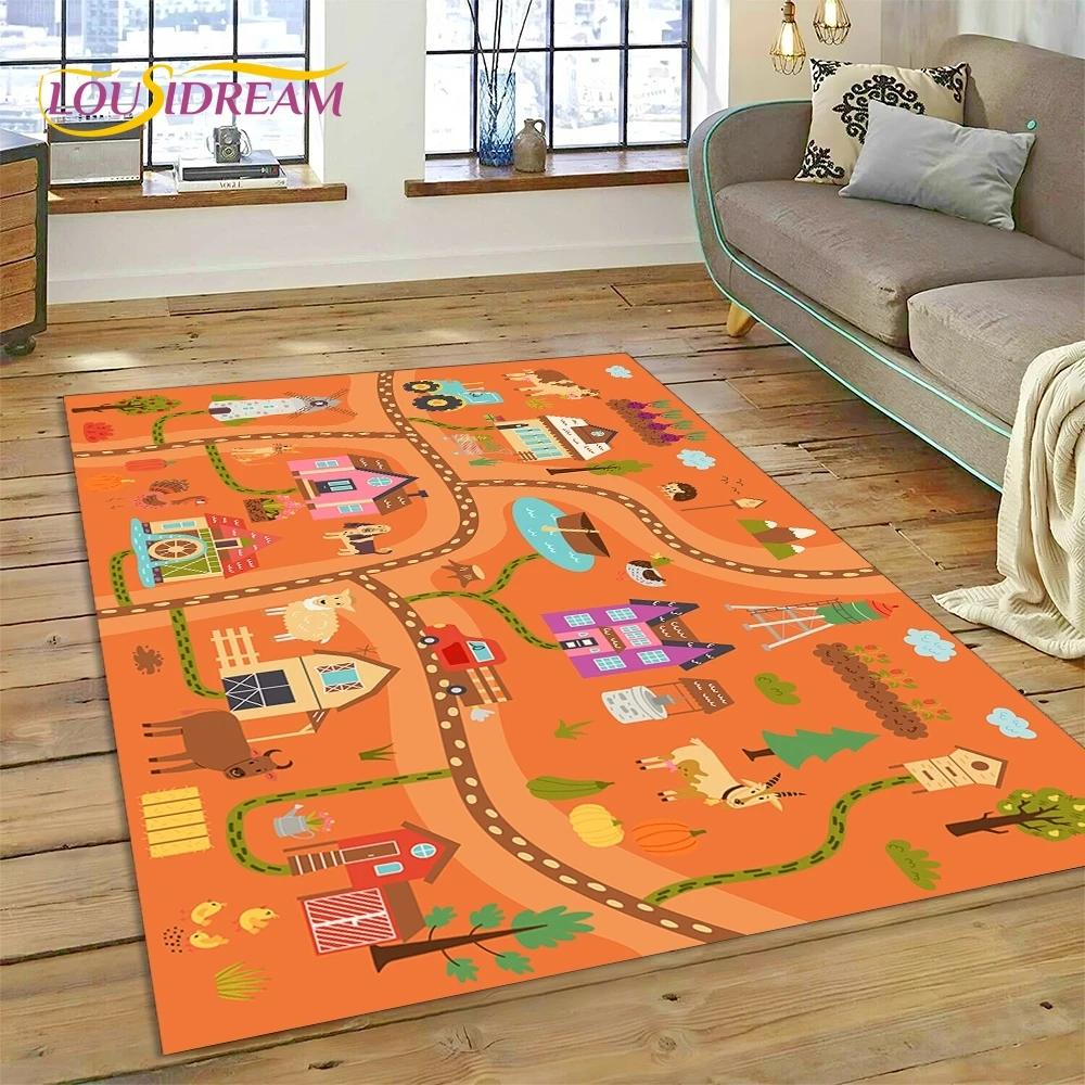 

3D Шоссе Взлетно-посадочная полоса Игровая комната Городское движение Карта дорог Детский игровой коврик Ковер для гостиной Спальни Домашний декор, Нескользящий для дивана 40x60cm( 15x23in )