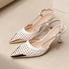 Autumn Style Sexy Fashionable Versatile Edited Mesh Pointed Toe Sandals With Open Back And Metal Buckle