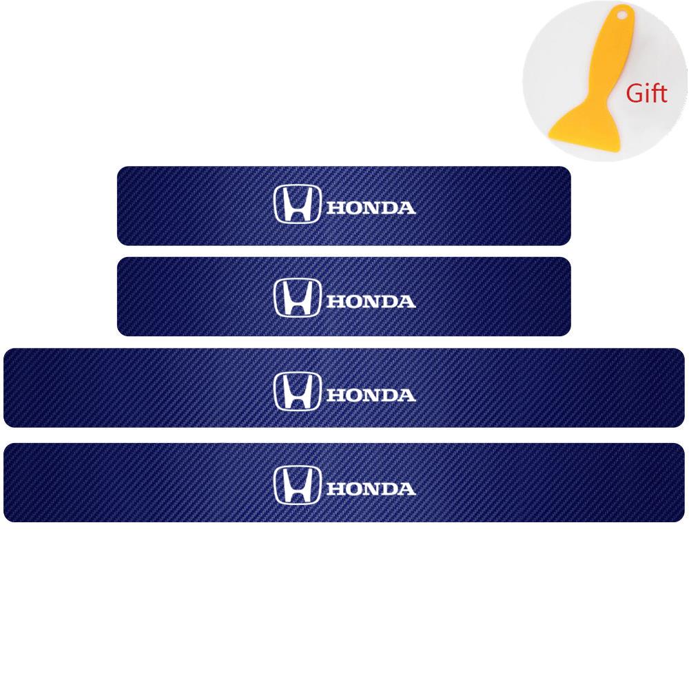 4PCS Carbon Fiber Car Door Sill Sticker Badge Threshold Car-Styling For Honda Mugen Typer Avancier Civic FK8 FIT CRV XRV CRH