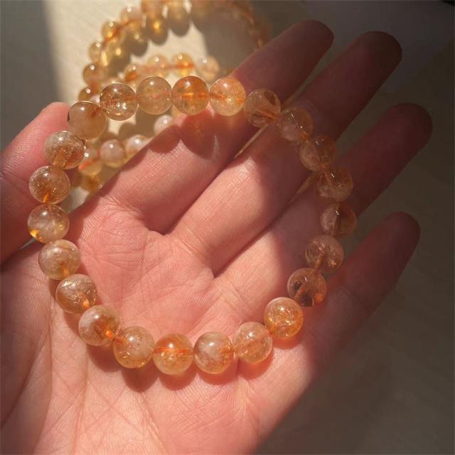 New Arrivals 8mm Crystal Stone Jewelry Natural Gold Citrine Fashion Beaded Bracelets for Gift