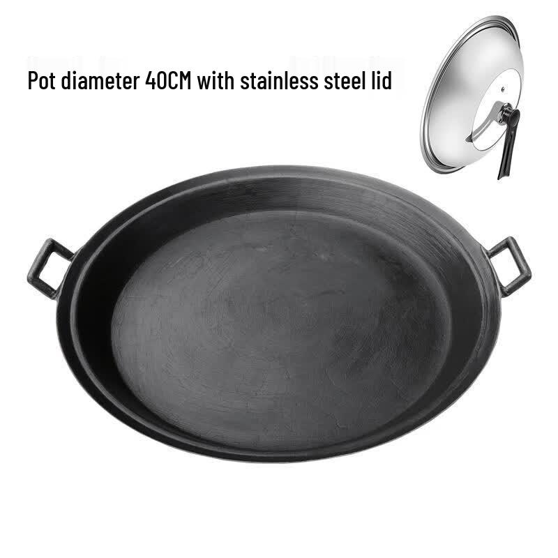 Heavy-Duty Cast Iron Flat Griddle Pan with Visible Lid