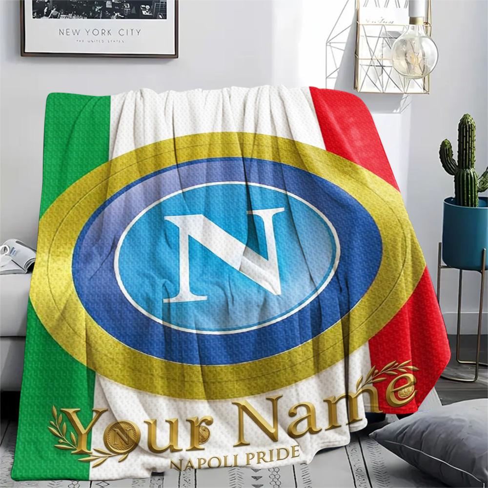 1 Stück Napoli Wappen Benutzerdefinierter Name Gemustert Flanell Decke Geeignet für Alle Jahreszeiten Für Heimdekoration Wärme Und Komfort Geschenke Feiertagsgeschenk