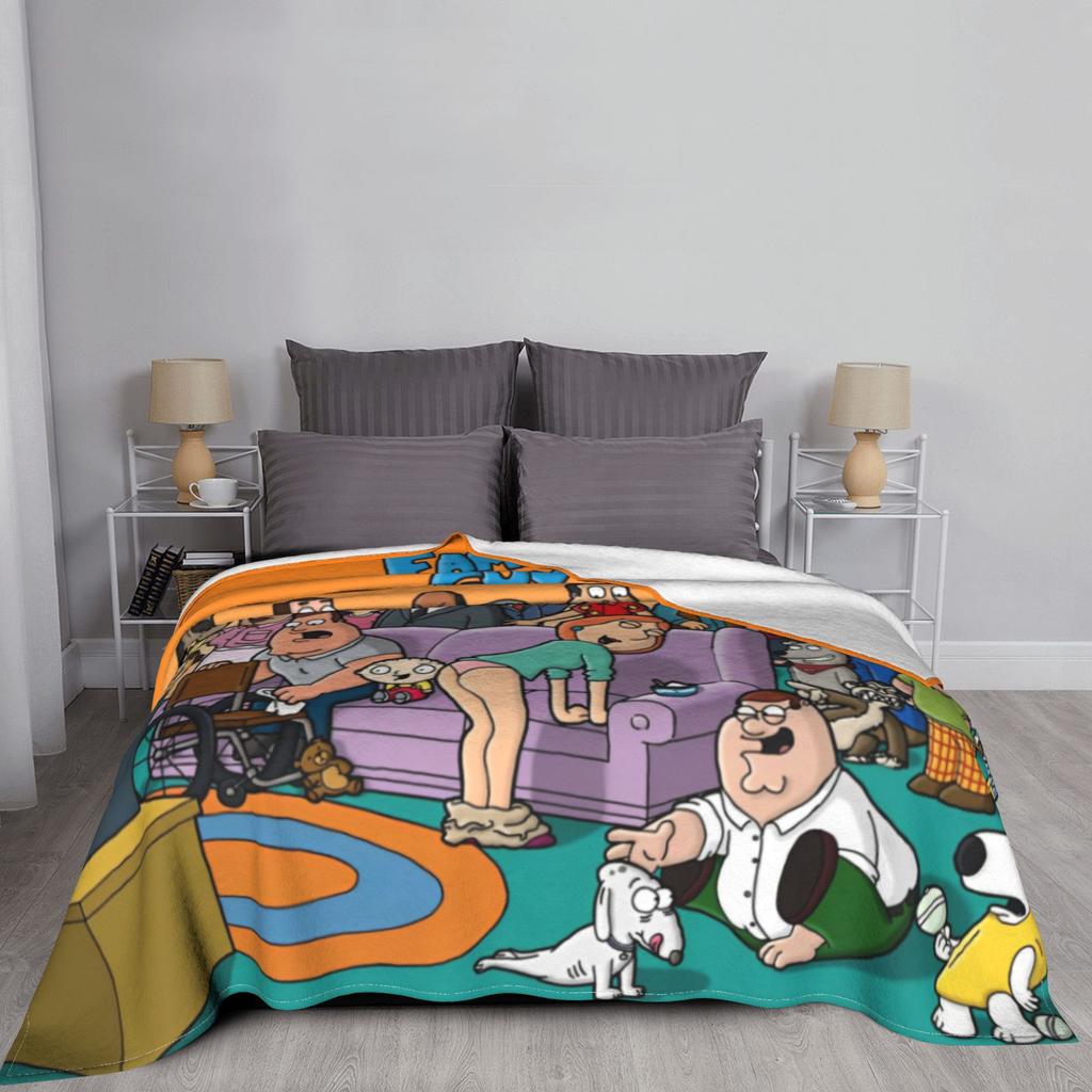 Families Guys Peter Griffin Blankets Fleece Cartoon Funny TV Lightweight Thin Throw Blanket for Outdoor Travel Bedding Quilt