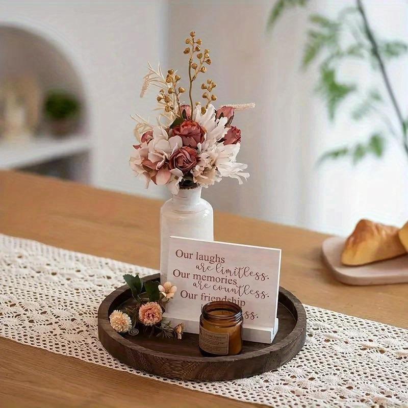 1PC Wood Trays Round Wooden Candle Holder Tray Plate Snack Dessert Kitchen Table Centerpiece Decoration Home Decor
