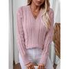Rose Beauty A V-neck Pullover Women's Knitwear Autumn and Winter New Vintage Twisted Pattern Sweater