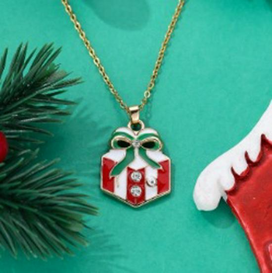 Cross-border Christmas Wish Tree Snowman Reindeer Bells Necklace