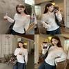 Tshirt Oversize Knit Blouse With Embroidery For Women Spring 2025
