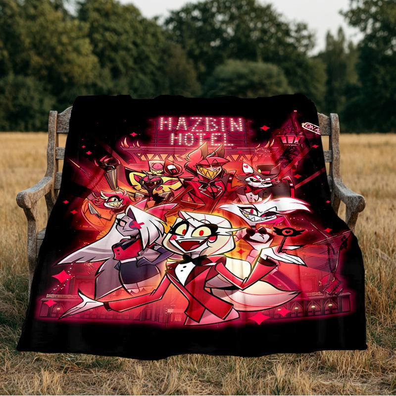 Cityscape Hazbin Nightmares Blanket Flannel Throw for Sofa, Indoor, Camping, Living Room, Office, Chair, And Bed Soft Birthday Gift