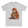 Punch Monkey Pattern Pure Cotton Cartoon Print Unisexs and Womens Fashionable Short Sleeved New Personalized Casual Tshirt