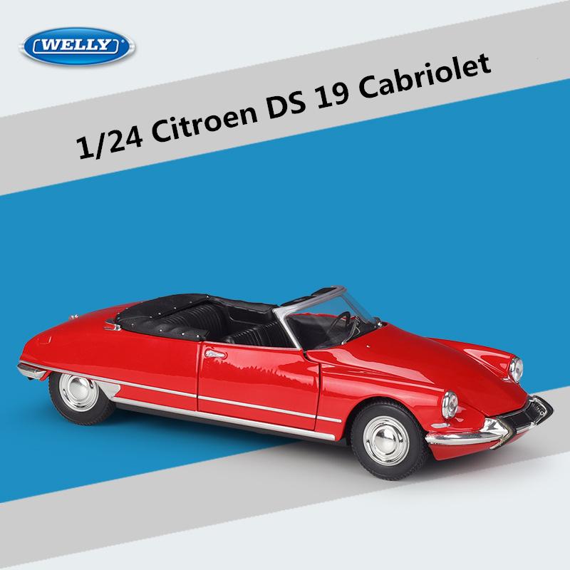 Welly 1/24 Citroen DS19 Cabriolet Alloy Luxy Car Model Diecast Metal Classic Retro Car Sports Vehicle Model Simulation Kids Gift
