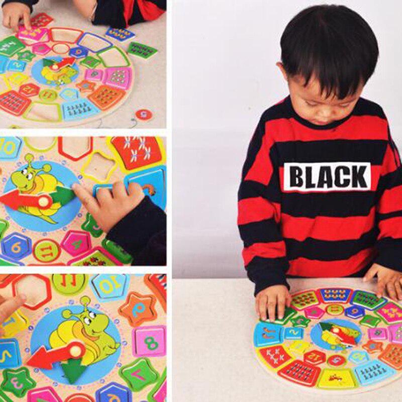Buy Clock Toy Wooden Children Disassembly Alarm Clocks Early Education Cognitive Clocks Geometry