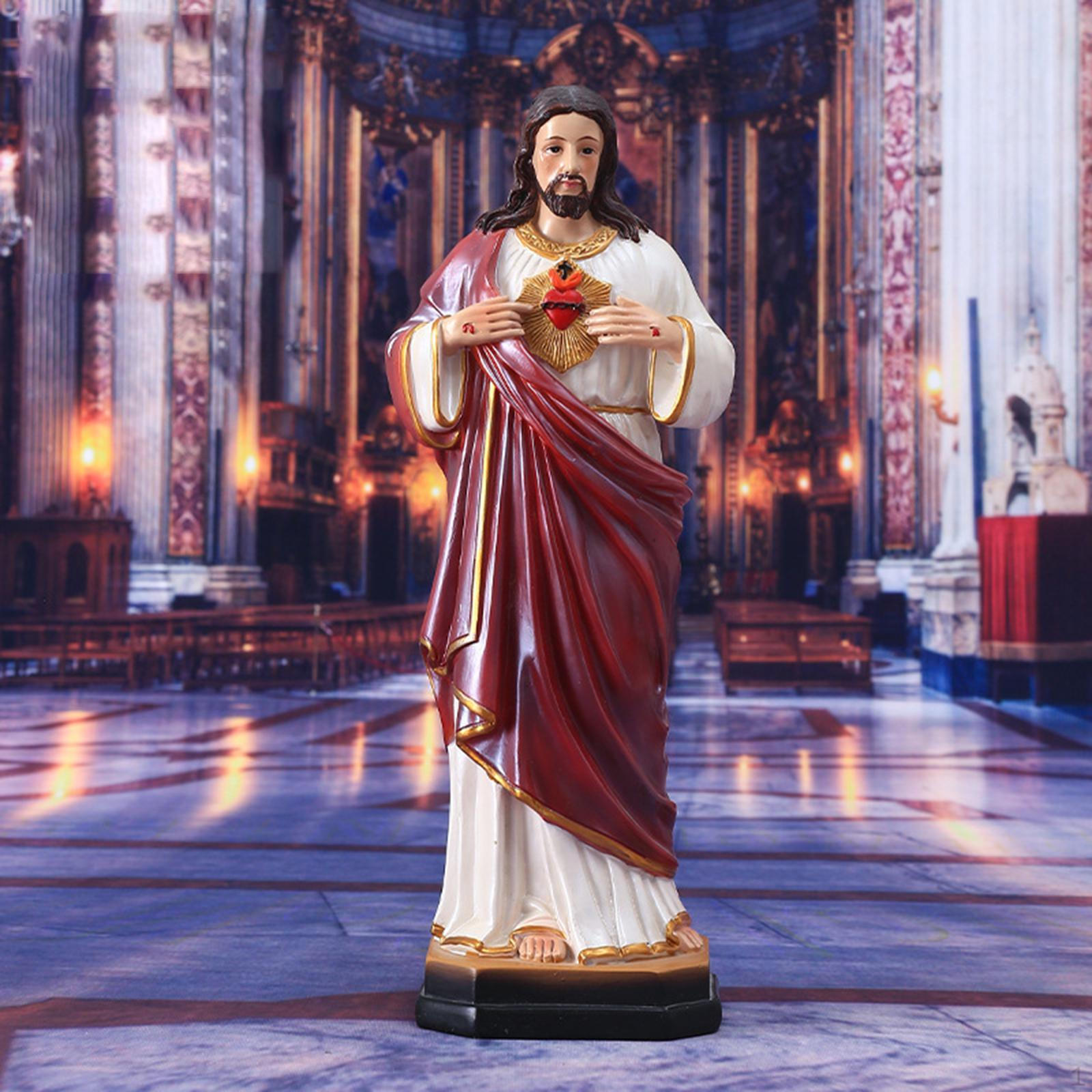 Sacred Heart Jesus Statue Figurine Collection Sturdy Resin Art Sculpture for Tabletop Home