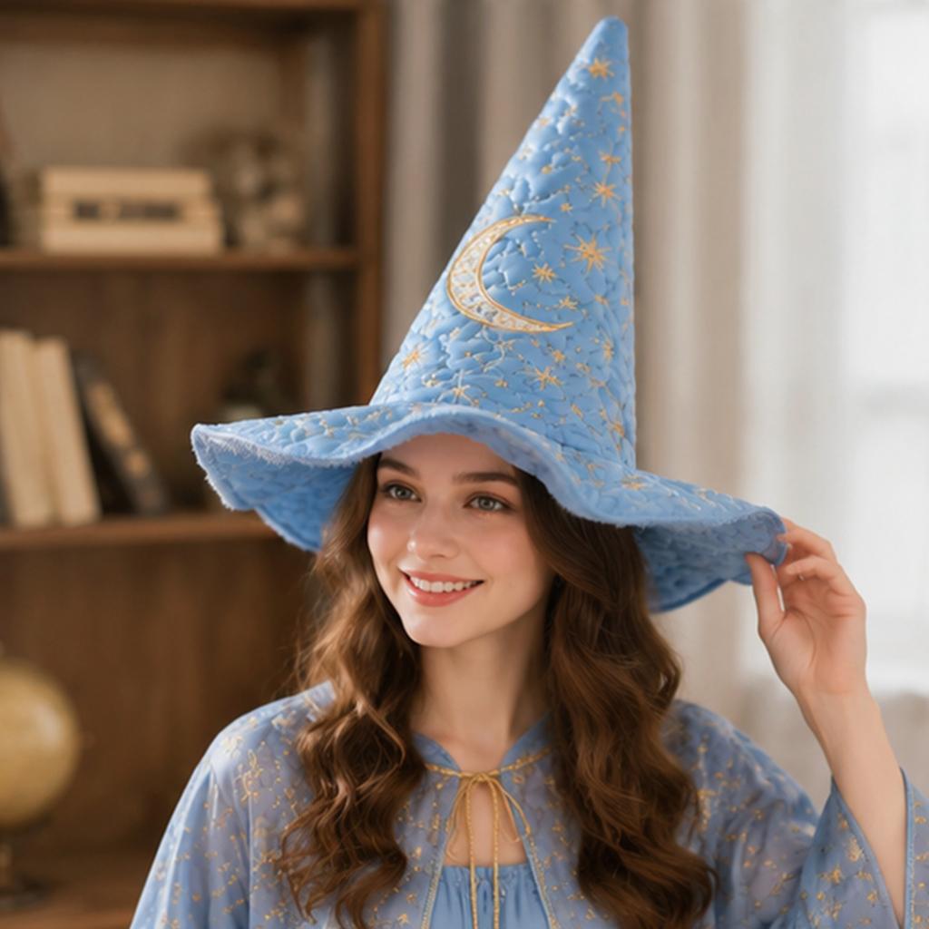 Women's Tall Pointed Witch Hat for Halloween Party Costume Accessory