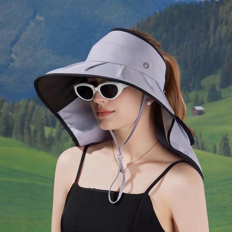 Summer outdoor sun hat colored glue big brim empty top hat seaside vacation shawl neck protection sun protection bucket hat