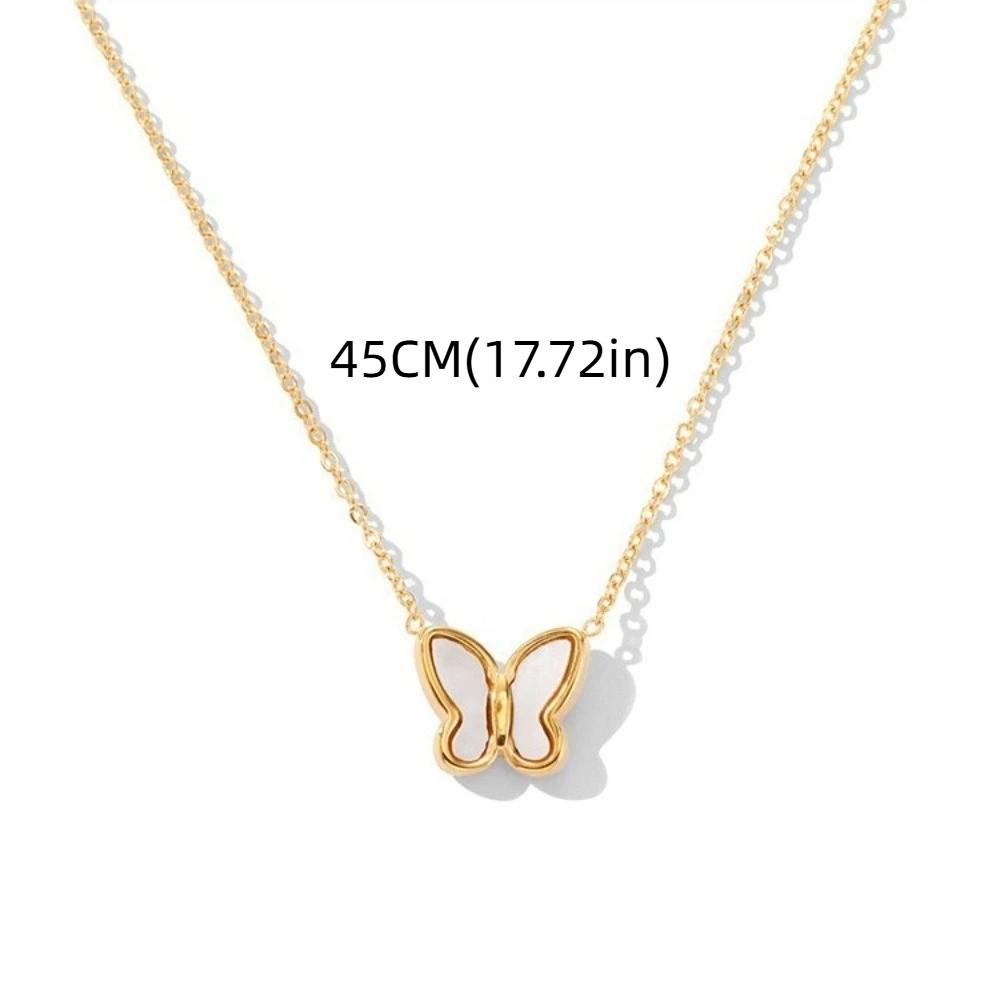 Layered Butterfly Pendant Necklace Fashion Stainless Steel Choker Tarnish Free Necklace  For Women