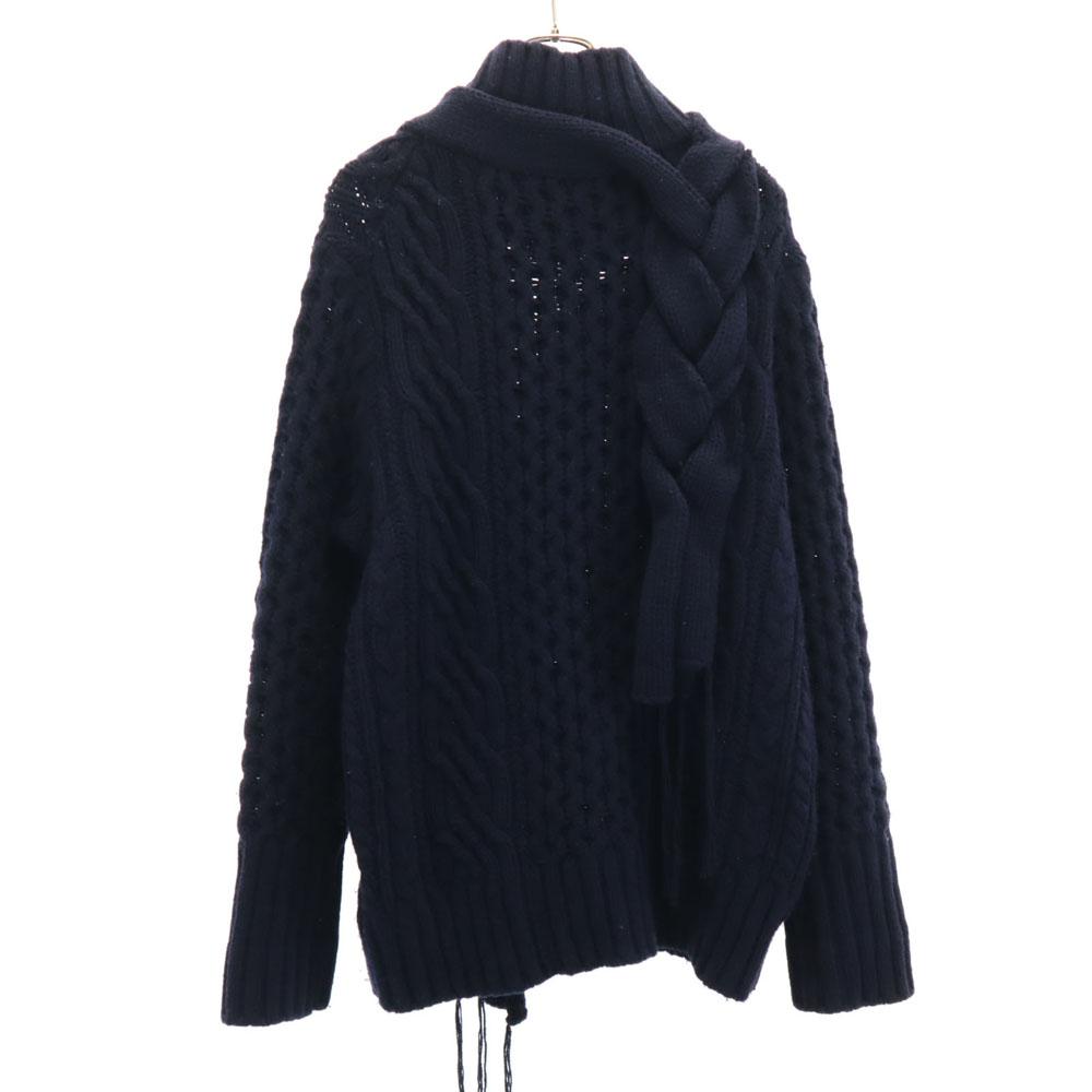 Sacai wool blend Long sleeve Low Gauge Mock Neck sweater 201 Navy Men's Used