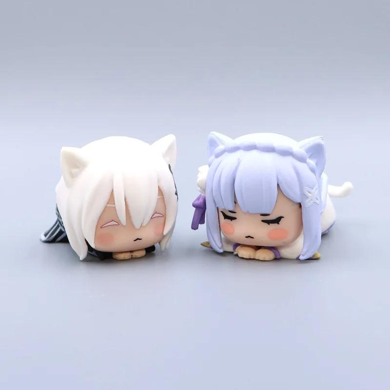 Cute Rem Figure Anime Re Zero Ram Emilia Figures Echidna Statues Sculpture Figurines Re:Zero Desk Decoration Table Accessories