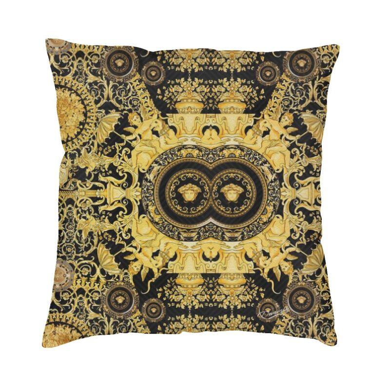 Hot Pink And Gold Baroque Floral Pattern Cushion Cover Sofa Home Decor Square Throw Pillow Case 45x45cm