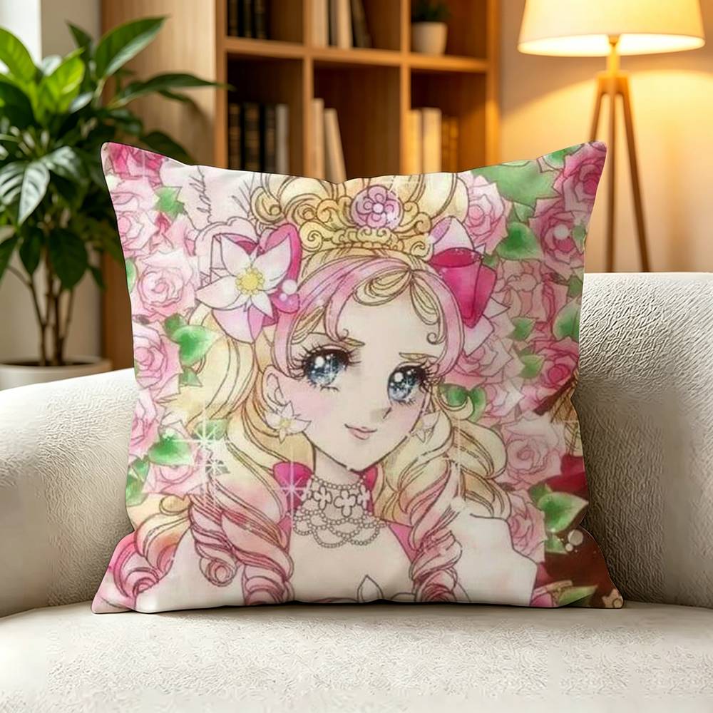 VVintage French Rococo Manga The Rose of Versailles  Pillow Case Square DoubleSided Sofa Cushion Cover Bedroom Bedside Pillow