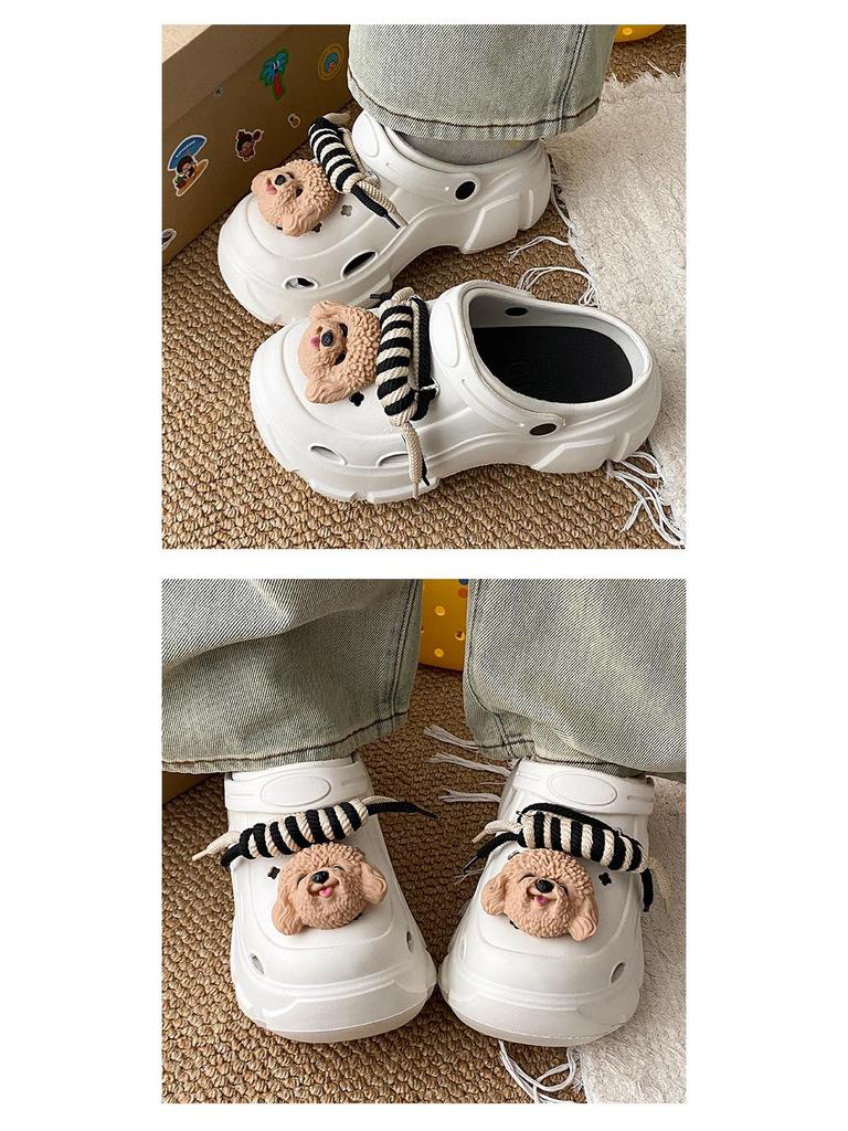 Adorable Kids' Non-Slip Puppy Clogs for Girls - 2025 Summer Beach Toe Slippers with Thick Soles