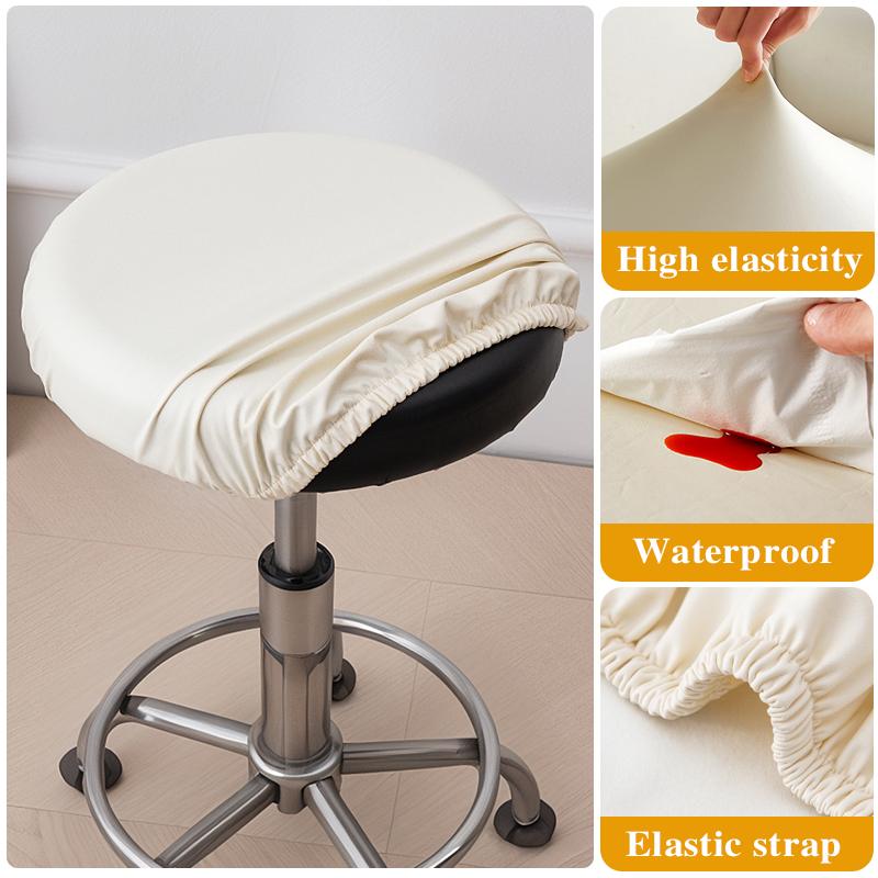 

Водонепроникний чохол для барного стільця з ПУ, круглий чохол на подушку сидіння, еластичні чохли для стільців з нековзним дном для бару, кухні, їдальні