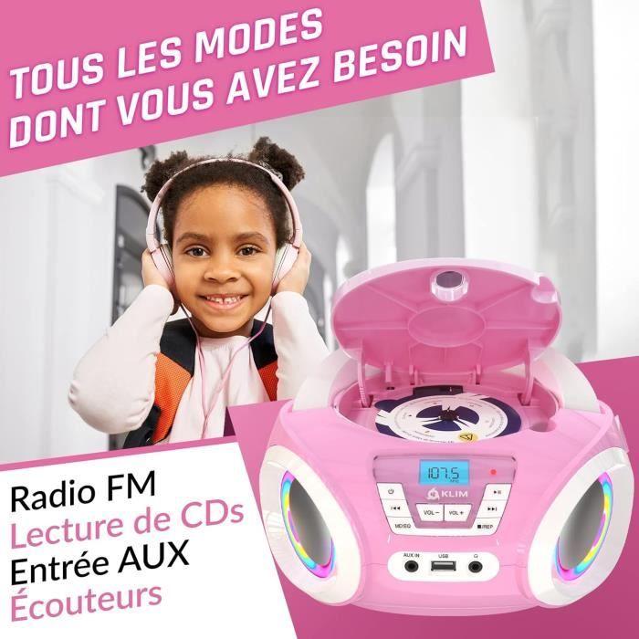 Lecteur CD Enfant - KLIM - Candy - Radio FM - Piles incluses - Lumières RGB