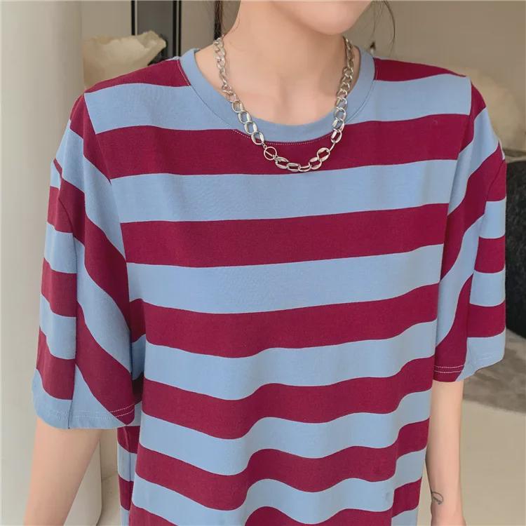 2023 Summer Plus Size Loose Cotton Striped Swing Dress for Women