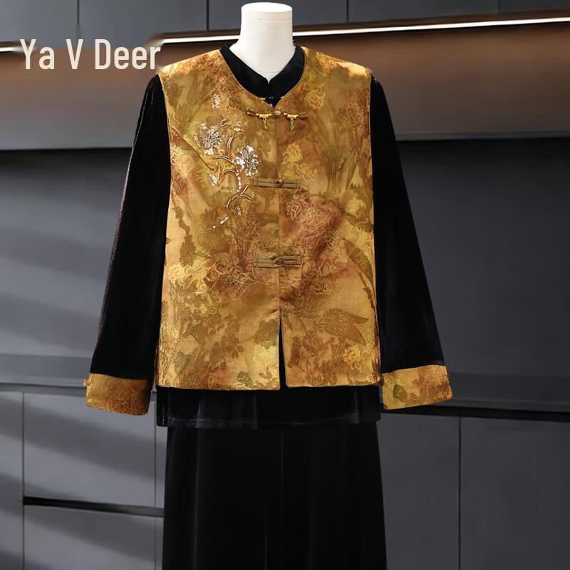Yalu Chinese Style Velvet Mother s Spring/Autumn Outfit 4XL