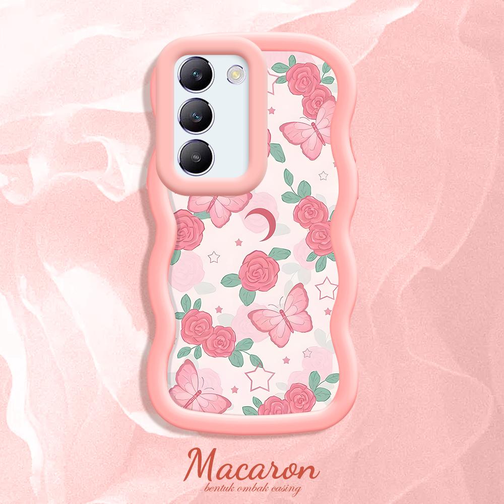 

Окрашенный узор Big Wave Edge Мягкий силиконовый материал Macaron чехол для телефона противоударный защитный резиновый чехол для OnePlus Vivo Motorola Moto Motorola Moto G04S розовый