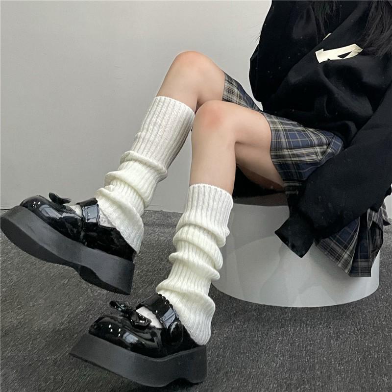 Women's Spring & Autumn Vertical Striped Knit Mid-Calf Socks - Warm, Stylish, Lolita JK Fashion