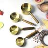 MDNG Gold Edelstahl Messbecher & Löffel Set mit Akazienholzgriff