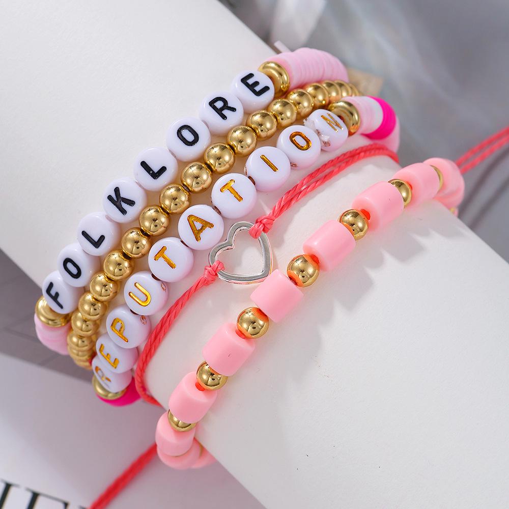 Europäisches und Amerikanisches Retro Polymer Clay Smiley Gesicht Perlenarmband für Damen