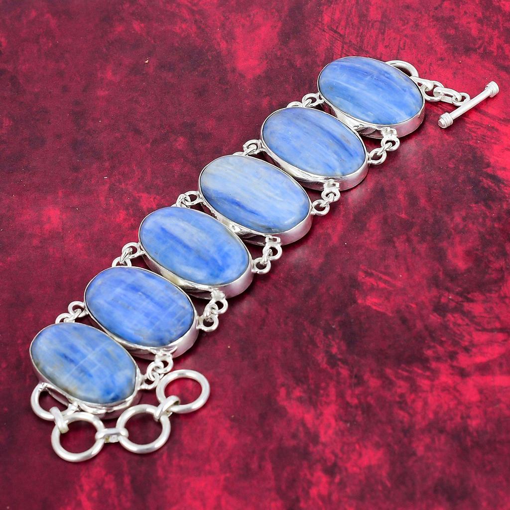 Beautiful Natural Kyanite Bracelet, 925 Solid Sterling Silver Jewelry, Gemstone Jewelry, Handmade Oval Shaped Bracelet, Gift For Mom Jewelry