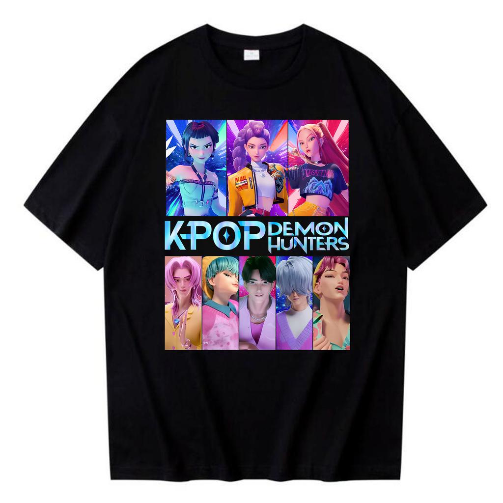 2025 Kpop Demon Hunters Saja Boys T-shirt Harajuku Women Girl Huntrix O-neck Summer Shirt Gift for Fans