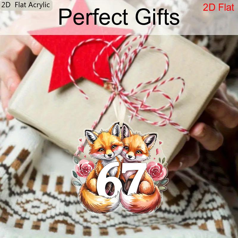 Valentine's Day Transparent Acrylic Pendant Two Foxes 6 7 Pattern Hanging Decor for Wall Door Car Gift for Friends Galentine's Day